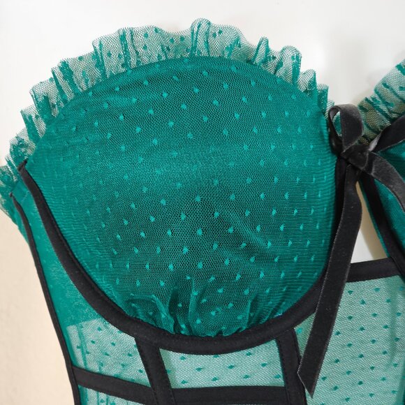 Victoria's Secret VS DREAM ANGELS Green Strapless Dotted Mesh Corset Top, 32DD - Picture 6 of 11